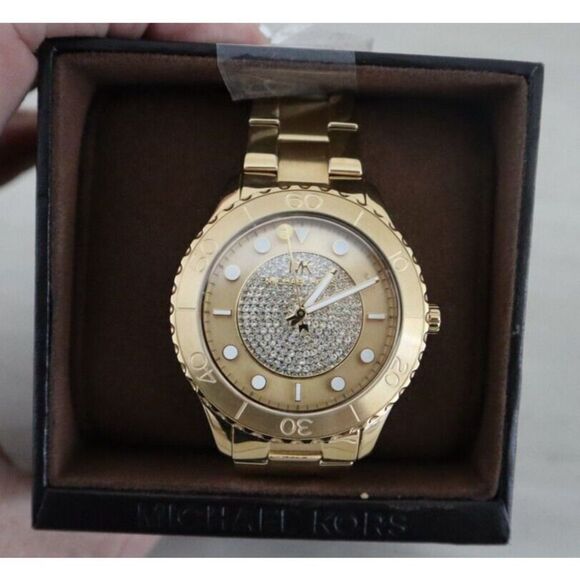 Michael Kors MK6911 Women Runway Three-Hand Gold-Tone Stainless Steel Watch $225 - Picture 4 of 11